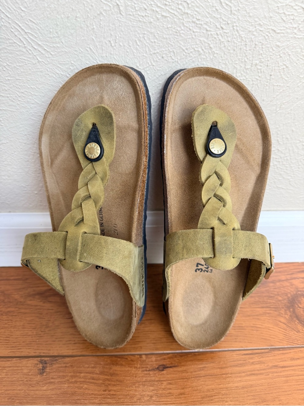 Birkenstock Gizeh Braided Olive Green Sandals 37 - Picture 2 of 11